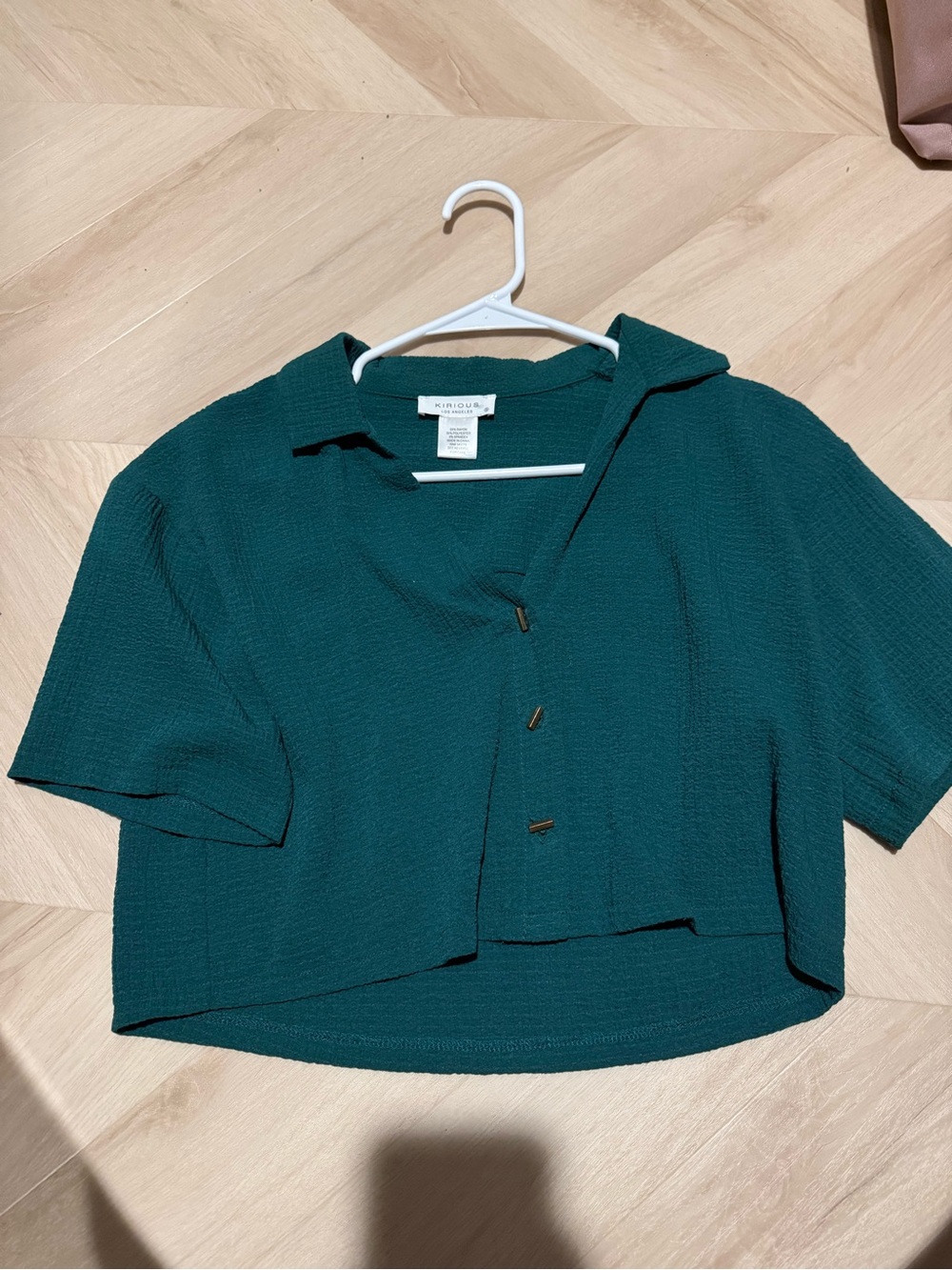 Cropped Button-Front Top in Deep Teal